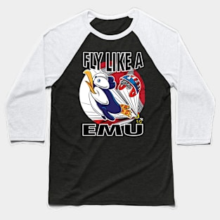 Penguin Fly Like Emu Baseball T-Shirt